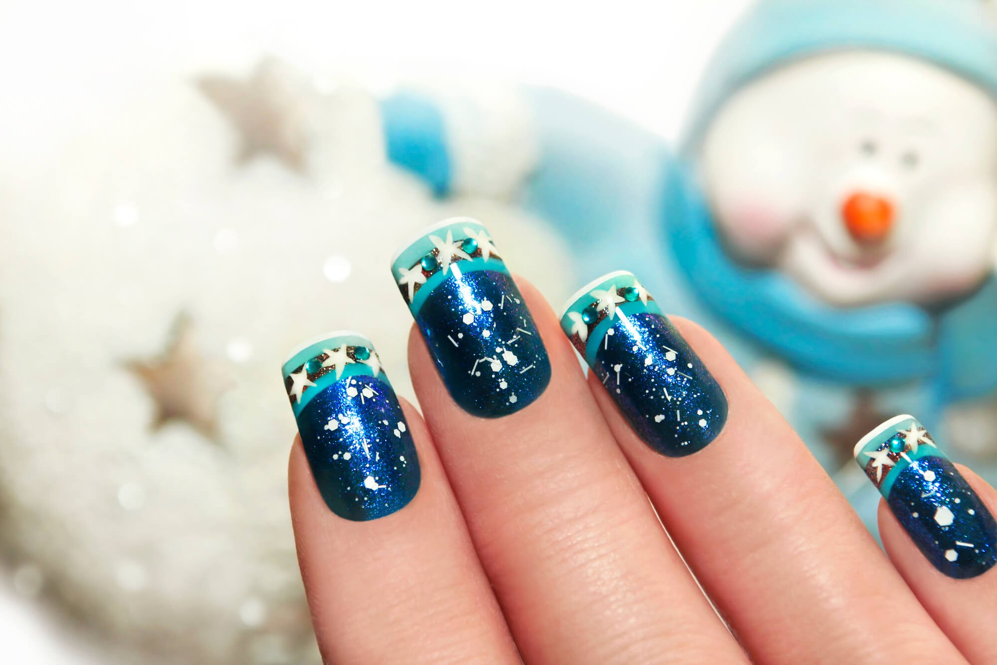 Blauwe kerstnagels